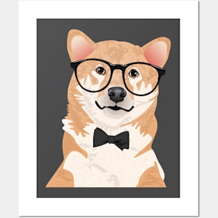 Hipster Shiba Inu T-Shirt Posters and Art